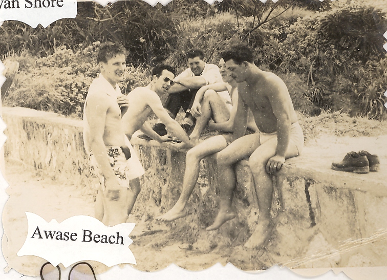 a bunch of guys at Awase Beach